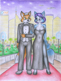 anthro black_nose black_tie_(suit) blue_body blue_fur blue_hair breasts butt canon_couple clothed clothed_anthro clothed_female clothed_male clothing dress duo female fur hair intraspecies male male/female multicolored_body multicolored_fur night orange_body orange_fur romantic romantic_couple standing suit tail two_tone_body two_tone_fur white_body white_fur white_hair sinaherib nintendo star_fox fox_mccloud krystal_(star_fox) canid canine fox mammal absurd_res hi_res