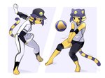 3_toes anthro athletic athletic_anthro athletic_female ball baseball_cap blue_hair bodily_fluids clothing feet female fingers hair half-closed_eyes hat headgear headwear multicolored_hair multicolored_tail narrowed_eyes short_hair solo sweat tail toes two_tone_hair two_tone_tail yellow_body yellow_inner_ear yellow_skin vtalna1 animal_crossing nintendo ankha_(animal_crossing) domestic_cat felid feline felis mammal digital_media_(artwork) signature