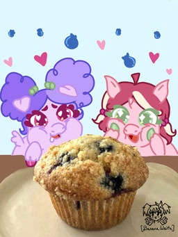 ahoge blue_background bodily_fluids dish drooling duo eyelashes face_squish female female_feral feral floppy_ears food furniture green_eyelashes green_eyes green_hooves hair heart_symbol highlights_(coloring) hooves horn hungry logo looking_at_food looking_at_object muffin nude open_mouth pink_body pink_eyes pink_hair pink_hooves purple_body purple_eyelashes purple_hair quadruped saliva simple_background small_horn small_wings smile spread_wings squish table tied_hair white_highlights wings young young_female young_feral bananawaifu fluffy_pony mythology equid equine fluffy_pony_(species) mammal mythological_creature mythological_equine pegasus unicorn 2026 3:4 artist_logo digital_media_(artwork) english_description mixed_media photography_(artwork)