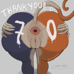 5_fingers anthro anus anus_focus bent_over big_butt blue_body blue_fur body_writing butt butt_shot female fingers fur gaping gaping_anus genitals grey_background holding_butt multicolored_body multicolored_fur plump_labia presenting presenting_anus presenting_hindquarters rear_view simple_background solo spread_butt spreading tan_body tan_fur text twitter_handle vulva white_body white_fur writing_on_butt prisonsong03 epic_games fortnite meow_skulls domestic_cat felid feline felis mammal 1:1 absurd_res hi_res