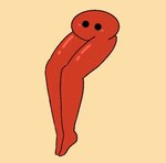 2024 ambiguous_gender armless bald black_eyes blush earless feet glistening glistening_body glistening_legs humor long_legs looking_away mouthless noseless not_furry nude o_o orange_background piku_(pikuniku) pikuniku red_body red_skin round_body round_eyes round_head simple_background simple_eyes solo standing tippy_toes toony unknown_species waddling_head what wide_eyed wormie_(artist)