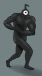 1_eye black_body grey_background male muscular muscular_humanoid muscular_male not_furry simple_background solo what why metal_(artist) nintendo patapon pokemon sony_corporation sony_interactive_entertainment eye_creature generation_2_pokemon humanoid letter_creature pokemon_(species) unown_(pokemon) unown_s digital_media_(artwork) shaded