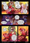 anthro baile_oricorio beak clothed clothing comic dancing decidueye dialogue don't_sweet_talk_me duo ear_piercing ear_ring english_text enjoying esmeralda_(oricorio) feathered_wings feathers female feral flamenco frillish generation_1_pokemon generation_3_pokemon generation_5_pokemon generation_7_pokemon generation_9_pokemon gengar hand_holding hi_res judging looking_at_another louis_(decidueye) makeup male male/female mascara minun nintendo oricorio piercing plusle pokemon pokemon_(species) purple_eyelids quaquaval red_body ring_piercing robe rozalid size_difference text wings