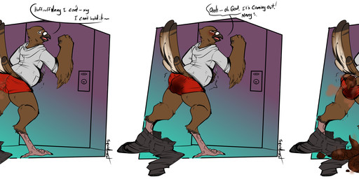 anthro anus beak black_bottomwear black_clothing black_pants blush bodily_fluids bottomwear bottomwear_around_one_leg bottomwear_down brown_body brown_feathers brown_tail_feathers bulge butt clothing clothing_around_one_leg desperation dipstick_tail_feathers drooling ellipsis eye_roll eyes_closed fart fart_cloud feathers feces feces_on_ground feet grey_clothing grey_hoodie grey_topwear heart_symbol holding_belly hoodie male male_farting male_pooping narrowed_eyes open_beak open_mouth orange_eyes pants pants_around_one_leg pooping pooping_on_floor red_clothing red_underwear saliva scatplay scuted_feet scutes soiled soiled_underwear soiling soiling_underwear solo speech_bubble tail tail_feathers talons tears text tilde_after_text toes tongue tongue_out topwear underwear white_body white_feathers squidbiscuit skarneti avian bird columbid pigeon comic english_text hi_res signature