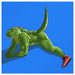 anthro bedroom_eyes blue_background border brown_eyes butt clothing fingers footwear footwear_only green_body humanoid_hands looking_forward male mostly_nude mostly_nude_anthro mostly_nude_male muscular muscular_anthro muscular_arms muscular_legs muscular_male narrowed_eyes plank_(exercise) pose seductive shadow shoes shoes_only simple_background smile smirk solo spread_legs spreading tail tongue tongue_out white_border jrjresq lizard reptile scalie 1:1 colored hi_res shaded