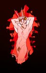 abstract_background anthro balls bdsm bondage bound chain chastity_cage chastity_cage_only chastity_device chastity_device_only chest_tuft collar cuff_(restraint) front_view genitals gold_(metal) gold_chain gold_chastity_cage gold_chastity_device gold_collar gold_cuffs group handcuffs hands_behind_head head_tuft horn horn_cuff lock male metal_collar metal_cuffs mouth_closed narrowed_eyes nude padlock restraints ring_(jewelry) silhouette solo_focus tail tail_tuft tuft wearing_chastity_cage wearing_chastity_device 0ct0m0n0 bovid caprine goat mammal absurd_res hi_res restricted_palette