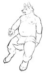 anthro areola clothed clothing ear_piercing erection erection_under_clothing eyebrow_piercing facial_piercing hair looking_at_viewer male overweight overweight_anthro overweight_male piercing solo tail underwear pu94_d1de4c arknights hypergryph studio_montagne spot_(arknights) hyena mammal spotted_hyena 2023 hi_res monochrome sketch