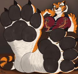 anthro bodily_fluids claws dirty dirty_feet feet female first_person_view foot_fetish foot_focus fur grin looking_down male markings micro micro_pov muscular muscular_female muscular_male pawpads smile soles solo striped_body striped_fur striped_markings striped_tail stripes sweat sweatdrop sweaty_feet tail tail_markings toe_claws toes wrinkled_feet wrinkles 1-bobu dreamworks kung_fu_panda master_tigress felid mammal pantherine tiger hi_res signature