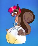 age_difference anthro bodily_fluids clothed clothing diaper diaper_fetish genital_fluids innocent_expression male pacifier pepsiwolf6945 restraints solo unclean_diaper unnatural_colors urine used_diaper wearing_diaper wet_diaper wetting wetting_diaper young young_anthro younger_male mammal rodent sciurid tree_squirrel hi_res