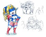 american_flag blonde_hair blue_eyes boxing_gloves breasts burger butt clothing female food hair handwear humanoid_pointy_ears not_furry one_eye_closed open_mouth pointy_ears square_crossover star tattoo united_states_of_america netto capcom nintendo rival_schools the_legend_of_zelda twilight_princess midna tiffany_lords accipitrid accipitriform avian bird eagle humanoid twili