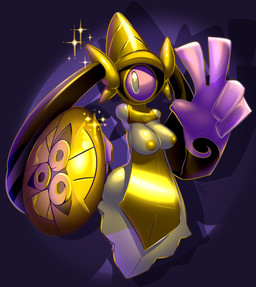 1_eye areola breasts female melee_weapon pokemorph shield solo sword weapon elpatrixf nintendo pokemon aegislash animate_inanimate generation_6_pokemon living_melee_weapon living_sword living_weapon pokemon_(species) 2014