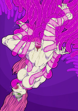 all_three_filled anal anal_penetration anthro anus areola biped black_nose bodily_fluids breasts circlet claws cum cum_in_vagina cum_inside cum_on_breasts cum_splatter female fur genital_fluids genitals green_eyes hair humanoid_genitalia humanoid_vulva long_hair medium_breasts navel nipples nude oral oral_penetration penetration pink_hair pupils restrained restrained_by_tentacles sex slit_pupils solo suspended_via_tentacles suspension tentacle_in_ass tentacle_in_mouth tentacle_in_vagina tentacle_penetration tentacle_sex tentacles toe_claws translucent translucent_tentacles triple_penetration upside_down vaginal vaginal_penetration vulva white_body white_fur coyotek bucky_o'hare_(series) jenny_(bucky_o'hare) domestic_cat felid feline felis mammal 2026 alternate_version_at_source hi_res