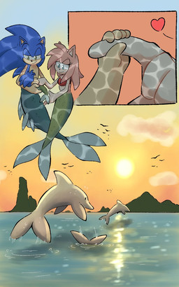 5_fingers alternate_form alternate_species anthro belly black_nose blue_body blue_fur blue_quills bra clothed clothed_female clothing cloud eyelashes female fin fingers fish_tail fur gills glistening green_eyes green_tail group heart_symbol legless looking_at_another male mermaid_tail mermaidification mouth_closed neonate nonsexualized_young pink_body pink_fur pink_quills quill_hair quills_(anatomy) red_bra red_clothing red_underwear reflection sea snout sonamy split_form sun tail tail_fin tan_arms tan_belly tan_hands tan_mouth trio underwear water water_reflection young arantarisu_yamu sega sonic_the_hedgehog_(series) amy_rose fan_character sonic_the_hedgehog aquatic avian bird cetacean dolphin eulipotyphlan gull hedgehog lari larid mammal merfolk toothed_whale 2026 5:8 comic hi_res father_(lore) father_and_child_(lore) father_and_son_(lore) mother_(lore) mother_and_child_(lore) mother_and_father_(lore) mother_and_son_(lore) parent_(lore) parent_and_child_(lore) parent_and_son_(lore) son_(lore)