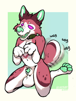 abstract_background animal_genitalia anthro balls begging begging_pose big_balls collar digitigrade freckles genitals glowing glowing_eyes half-closed_eyes hypnosis hypnotic_eyes kneeling kneeling_position male mind_control narrowed_eyes open_mouth open_smile paw_pose pawpads paws penis penis_tip pose ringed_eyes sheath simple_background smile solo submissive submissive_male tail tail_motion tailwag teeth text chozogoat canid canine canis domestic_dog fox husky hybrid mammal nordic_sled_dog spitz 3:4 digital_drawing_(artwork) digital_media_(artwork) hi_res