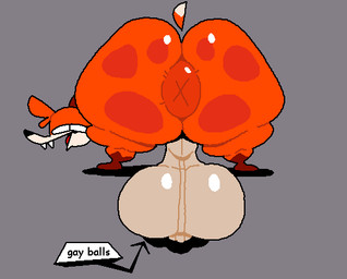 anthro anus arrow_sign backsack balls big_anus big_balls big_butt black_nose brown_body brown_ears brown_fur brown_markings butt cute_fangs fangs freckled_butt freckles fur genitals grey_background hair half-closed_eyes huge_balls huge_butt leg_markings looking_at_viewer looking_back looking_back_at_viewer male markings multicolored_body multicolored_fur multicolored_hair narrowed_eyes nude open_mouth open_smile orange_anus orange_body orange_fur orange_hair orange_tail presenting presenting_anus presenting_balls presenting_hindquarters pupils rear_view sharp_teeth simple_background slit_pupils smile snout socks_(marking) solo stated_homosexuality stated_sexuality tail tan_balls tan_body tan_fur tan_tail teeth text thick_thighs tongue tongue_out two_tone_tail white_sclera wide_hips x_anus superiorfox soups_(superiorfox) canid canine canis fox mammal true_fox 2026 colored digital_drawing_(artwork) digital_media_(artwork) english_text flat_colors shaded
