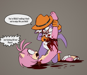 3_toes anthro barefoot begging_for_death blood bodily_fluids breasts constricted_pupils covered_in_blood crying cutting dialogue dismemberment duo feet female forced forced_exposure gore gore_focus holding_leg insult knife male natural_breasts nipples nude nude_female pain profanity pupils ryona sadism screaming severe_wound severed_arm severed_body_part severed_limb small_pupils soles struggling suffering tears text toes torture violence e254e sega sonic_the_hedgehog_(series) amy_rose fang_the_hunter dipodid eulipotyphlan hedgehog jerboa mammal rodent absurd_res english_text hi_res