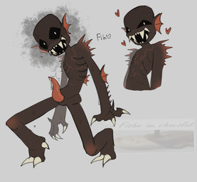 bodily_fluids claws dripping fin fogborn genital_fluids genitals heart_symbol looking_at_viewer male penis precum precum_drip rib_cage scales solo spines unusual_anatomy unusual_genitalia greedyghoul pillar_chase_2 roblox aquatic fish humanoid monster
