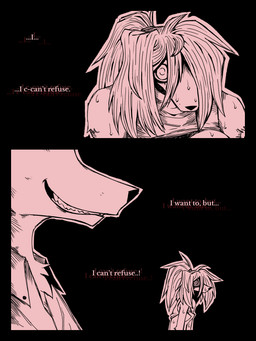 anthro bodily_fluids breasts clothed clothing dialogue duo female hair homeless male male/female shocked sweat text ponporio homeless_dog the_suit_(ponporio) canid canine canis domestic_dog mammal 3:4 absurd_res comic english_text hi_res monochrome