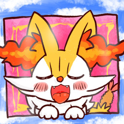 abstract_background ambiguous_anthro ambiguous_gender anthro biped blush border cute_fangs eyes_closed fangs food leaning leaning_forward mouth_focus object_in_tail open_mouth shrimp_(food) solo tail teeth tongue tongue_out uvula annyui0611 nintendo pokemon braixen canid generation_6_pokemon mammal pokemon_(species) 1:1 2022 bust_portrait digital_drawing_(artwork) digital_media_(artwork) hi_res japanese_description portrait translated_description