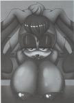 2015 anthro areola big_breasts breasts erect_nipples female hi_res huge_breasts lagomorph leporid mammal mature_anthro mature_female michiyoshi monochrome nipples rabbit sega solo sonic_the_hedgehog_(series) vanilla_the_rabbit