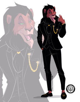 anthro anthrofied black_hair blowup_background bracelet brown_body brown_fur clock clothed clothing facial_scar fur green_eyes hair jewelry male mane scar simple_background solo suit watch whiskers wristwatch mastermindsconnect disney the_lion_king scar_(the_lion_king) felid lion mammal pantherine hi_res