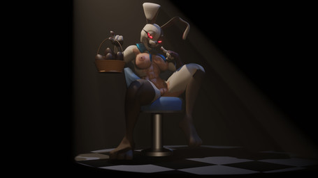 3_toes 4_fingers abs anthro areola basket big_breasts black_background blue_bow_tie bow_tie breasts buckteeth candy chair checkered checkered_floor chocolate container dark_areola dark_nipples dessert easter_egg eyelashes feet female fingers food furniture genitals glistening glistening_body glistening_skin holding_basket holding_container holding_object holidays innie_vulva looking_at_viewer muscular muscular_female muscular_human on_chair open_mouth open_smile red_eyes red_sclera simple_background sitting sitting_on_chair smile smiling_at_viewer solo spread_legs spreading teeth toes vulva whiskers atumalaca atumalaca_(modeler) easter five_nights_at_freddy's scottgames vanny_(fnaf) animate_inanimate human lagomorph leporid living_clothing living_costume mammal rabbit 16:9 2026 3d_(artwork) 4k absurd_res digital_media_(artwork) full-length_portrait hi_res portrait widescreen