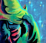 anthro black_body black_fur clothing covered_face eyewear fur glasses green_clothing green_hat green_headwear hat headgear headwear male painterly scarf solo star tipping_hat vanze deltarune undertale_(series) ralsei bovid caprine goat mammal hi_res