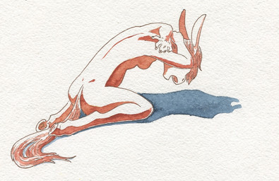 anthro breasts female hand_behind_neck hooves nude nude_anthro simple_background sitting solo tail unguligrade adeptus-monitus equid equine horse mammal pony monochrome traditional_media_(artwork)