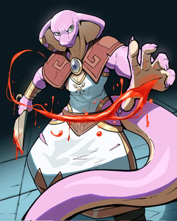 5_fingers action_pose anthro blood blood_magic blood_on_hand blood_on_object blood_on_weapon bodily_fluids boots bracelet clothed clothing colored_nails dress female fingers footwear furgonomic_piercing furgonomics green_eyes hand_wound humanoid_hands jewelry knife magic_user nails piercing pose pupils purple_body purple_nails purple_scales red_pupils scales shoes snake_hood snake_hood_piercing solo weapon ceehaz calpurina_(sloum) reptile scalie snake 2026 hi_res