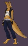 alternative_fashion anthro biped bottomwear character_concept clothing damaged grunge_(fashion) lemonshark male multiple_piercings notched_ear pants piercing punk short_snout solo tight_bottomwear tight_clothing tight_pants torn_ear yellow_body lofinebulae ahbeollyth manokit teroxian hi_res