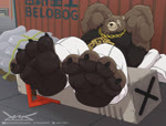 2024 2d_animation 4_toes animated anthro barazoku bear ben_bigger brown_body brown_fur claws curling_toes extreme_size_difference feet foot_fetish foot_focus fur hands_behind_head hi_res larger_male loop male mammal micro mihoyo muscular muscular_anthro muscular_arms muscular_male no_sound pawpads size_difference solo_focus toe_claws toes webm xamz zenless_zone_zero