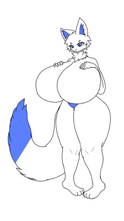 big_breasts breasts female fur huge_breasts hyper hyper_breasts nipples simple_background smile solo tail killerhuaxuan canid canine fox mammal 9:16 digital_media_(artwork) hi_res