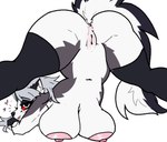 anthro anus areola ass_up big_areola big_breasts big_butt breasts butt clothing ears_back erect_nipples eyelashes eyeshadow female fluffy fluffy_tail fur fur_markings genitals gloves hair handwear heart_symbol inner_ear_fluff jack-o'_pose leggings legwear long_hair looking_at_viewer looking_back makeup markings navel nipples nude pivoted_ears pose presenting presenting_hindquarters presenting_pussy pussy simple_background solo tail thick_thighs tongue tongue_out tuft wide_hips james_andromeda helluva_boss mythology loona_(helluva_boss) canid canid_demon canine demon hellhound mammal mythological_canine mythological_creature digital_drawing_(artwork) digital_media_(artwork) digital_painting_(artwork) hi_res painting_(artwork) pinup sketch