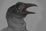 ambiguous_gender beak cybernetics eyeless feral grey_background machine open_mouth prosthetic simple_background solo amit avian bird cyborg 2013 sketch