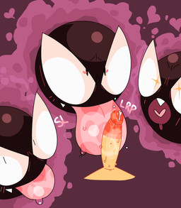 ambiguous_gender big_tongue bodily_fluids cum erection fangs fellatio genital_fluids genitals group heart_eyes heart_symbol humanoid_genitalia humanoid_penis interspecies licking male male/ambiguous not_furry open_mouth oral penile penis penis_lick penis_on_tongue pokephilia saliva sex teeth text tongue tongue_out wide_tongue eggshoppe nintendo pokemon gastly generation_1_pokemon ghost human mammal pokemon_(species) sphere_creature spirit absurd_res english_text hi_res