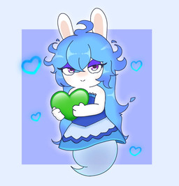 3_fingers anthro bare_shoulders bent_arm blue_body blue_clothing blue_dress blue_hair clothing dress eyelashes female female_anthro fingers fur hair half-closed_eyes heart_symbol holding_object legless light long_ears looking_at_viewer multicolored_body multicolored_hair narrowed_eyes noseless purple_eyelids purple_eyes rectangle simple_background smile smiling_at_viewer solo tan_inner_ear translucent translucent_body two_tone_hair wavy_hair white_body white_fur peypey_mei1925 mario_plus_rabbids_sparks_of_hope nintendo raving_rabbids rayman_(series) ubisoft midnite_(mario_plus_rabbids) ghost hybrid lagomorph mammal rabbid spirit 2024 colored crossover digital_drawing_(artwork) digital_media_(artwork) lighting shaded