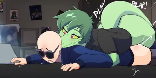 5_fingers anal anal_penetration anthro anthro_penetrating anthro_penetrating_human anthro_penetrating_male bald bed bedroom black_clothing black_shirt black_t-shirt black_topwear blue_clothing blue_jacket blue_topwear blush blush_lines bodily_fluids bottomwear bottomwear_around_legs bottomwear_down bubble_butt butt clothed clothing clothing_around_legs crossgender drooling duo eyelashes eyewear female fingers ftg_crossgender fti_crossgender furniture green_body green_hair green_scales grey_eyes gynomorph gynomorph/male gynomorph_on_human gynomorph_penetrating gynomorph_penetrating_human gynomorph_penetrating_male hair heart_eyes heart_symbol human_on_anthro human_penetrated inside intersex intersex/male intersex_on_human intersex_penetrating intersex_penetrating_human intersex_penetrating_male interspecies jacket light-skinned_male light_body light_skin long_tail male male/female male_penetrated medium_hair motion_lines on_bed pants pants_around_legs pants_down partially_clothed penetration plap saliva scales sex shirt smile snout sunglasses t-shirt tail thick_thighs topwear wide_hipped_gynomorph wide_hipped_intersex wide_hips yellow_sclera cavemanon davidsanchan third-party_edit cavemanon_studios i_wani_hug_that_gator inco_(iwhtg) olivia_halford baryonyx dinosaur human mammal prehistoric_species reptile saurischian scalie spinosaurid theropod 2026 digital_drawing_(artwork) digital_media_(artwork) hi_res
