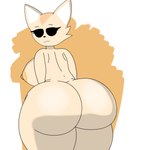 anthro big_breasts big_butt breasts butt cheek_tuft facial_tuft female huge_butt rear_view solo tuft blazerfurro aggretsuko sanrio fenneko canid canine fennec_fox fox mammal true_fox 1:1 absurd_res hi_res