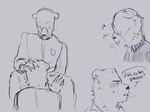 anthro biped blush dialogue duo eyewear glasses laugh oral sitting text vocalization cazii_mora unicorn_wars padre_(unicorn_wars) sargento_caricias bear mammal 2023 4:3 hi_res spanish_text translated