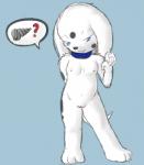 anthro anthrofied blue_background collar condom dialogue female front_view genitals holding_condom holding_object inviting lewd_symbolism nude pussy screw sexual_barrier_device simple_background solo speech_bubble standing teasing text unused_condom wrapped_condom young young_anthro shenhibiki 101_dalmatians disney cadpig canid canine canis dalmatian domestic_dog mammal 2010 pictographics