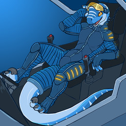 anthro bodysuit claws clothing cockpit long_tail looking_at_viewer male open_mouth open_smile reclining sickle_claw skinsuit smile solo tail tight_clothing toe_claws visor vader-san gaia_(dresmseed) dinosaur dromaeosaurid prehistoric_species reptile saurischian scalie theropod 1:1 2015