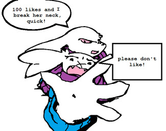 4_fingers anthro begging begging_for_mercy cute_fangs death_threat distressed duo facial_scar fangs female fingers forced male peril reaching_towards_viewer red_eyes red_sclera scar teeth text nameofthedj cave_story king_(cave_story) sue_sakamoto lagomorph mammal mimiga english_text