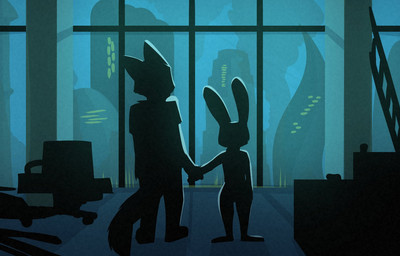 anthro building chair duo female furniture hand_holding male male/female office romantic romantic_couple skyscraper window keadanger disney fight_club zootopia judy_hopps nick_wilde canid canine fox lagomorph leporid mammal rabbit 2025