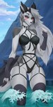 anthro bikini biped blush breasts clothed clothing eyelashes female hair looking_at_viewer pupils smile swimwear thick_thighs two-piece_swimsuit refegi helluva_boss mythology loona_(helluva_boss) canid canid_demon canine demon hellhound mammal mythological_canine mythological_creature absurd_res hi_res