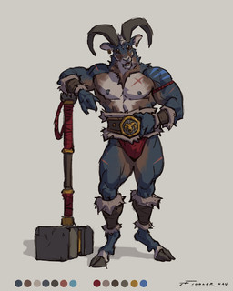 2_horns 4_fingers abs anthro biped clothed clothing color_swatch fingers front_view fur hooves horn looking_at_viewer male multi_horn muscular muscular_arms muscular_male nipples pecs pose realistic solo text unguligrade taran_fiddler bovid caprine mammal sheep 2024 4:5 artist_name dated digital_drawing_(artwork) digital_media_(artwork) english_text full-length_portrait handwritten_text hi_res model_sheet portrait