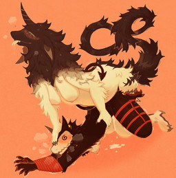 anthro anthro_on_anthro anthro_on_bottom anthro_on_top anthro_penetrated anthro_penetrating anthro_penetrating_anthro arms_tied bdsm black_body black_fur blep blush bodily_fluids bondage bound breasts breath brown_ears brown_horn brown_inner_ear brown_tail cum cum_drip dripping duo ejaculation eyes_closed fangs female female_anthro female_on_bottom female_penetrated fur genital_fluids gynomorph gynomorph/female gynomorph_anthro gynomorph_on_top gynomorph_penetrating gynomorph_penetrating_female heart_symbol horn intersex intersex/female intersex_anthro intersex_on_top intersex_penetrating intersex_penetrating_female legs_tied looking_pleasured nipples nude nude_anthro nude_female nude_gynomorph on_bottom on_top orange_background orgasm penetration pink_nipples pink_tongue red_rope restraints rope rope_bondage sex simple_background spade_tail sprial_eyes sweat tail tan_body tan_breasts tan_fur teeth tongue tongue_out spinelessfill3t mythology dragon equid equine furred_dragon furred_scalie mammal mythological_creature mythological_equine mythological_scalie scalie unicorn 2026 full-length_portrait hi_res portrait