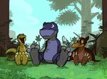 3_toes anthro barefoot claws countershade_feet countershading feet feet_up foot_focus forest group looking_at_another paws plant smile soles toe_claws toes tree young young_anthro benj24 don_bluth the_land_before_time chomper_(the_land_before_time) ducky_(the_land_before_time) petrie dinosaur hadrosaurid ornithischian ornithopod prehistoric_species pterodactylus pterosaur reptile saurolophus scalie theropod tyrannosaurid tyrannosauroid tyrannosaurus tyrannosaurus_rex 4:3