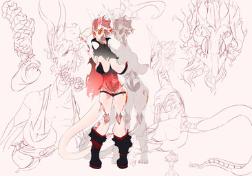 anthro belly big_breasts big_eyes bone bottomwear breasts butt claws clothing coat cybernetics fellatio female genitals hair horn hotpants long_tail long_tongue machine mechanic mechanical_leg mechanical_tail minishorts nipples oral penile penis pink_hair pink_nipples raincoat red_eyes sex short_hair shorts skeleton solo tail tongue tongue_out tonguejob topwear translucent translucent_clothing unusual_anatomy unusual_tongue white_body bisamon mythology cyborg dragon hybrid mythological_creature mythological_scalie scalie absurd_res hi_res