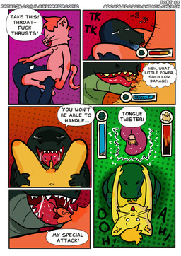 anthro attack balls battle bodily_fluids dialogue drooling duo fellatio fight forced gameplay_mechanics genitals glans gui health_bar humanoid_genitalia humanoid_penis licking long_tongue male male/male masturbation nude open_mouth oral oral_masturbation oral_penetration penetration penile penis profanity rape saliva sex sitting_on_shoulders small_penis speech_bubble tail text thought_bubble tongue tongue_out tonguejob loin_warrior popsicle_(loin_warrior) crocodile crocodilian felid feline mammal reptile scalie absurd_res comic english_text hi_res url