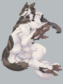 4_toes animal_genitalia anthro anus balls butt claws feet fur genitals hair looking_at_viewer male melee_weapon nude pawpads paws presenting presenting_anus presenting_hindquarters raised_leg sheath soles solo sword tail toe_claws toes weapon white_body white_fur seth-iova mammal sergal 2021 3:4 hi_res
